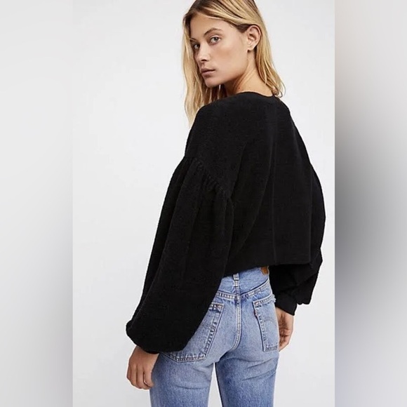 Free People Sleeves Like These Sweatshirt Black Size Large - Picture 4 of 9